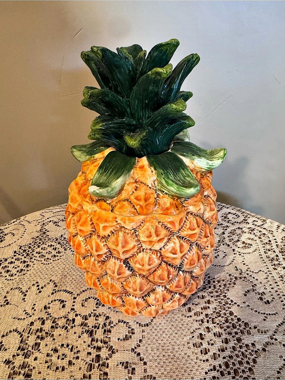 Pineapple Container Decor Orange & Green